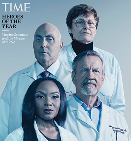 Time magazine's portrait of Drew Weissman, Katalin Karikó, Kizzmekia Corbett and Barney Graham