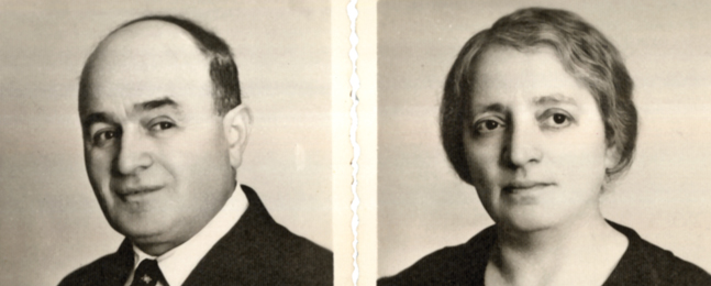 Black-and-white headshots of a middle-aged man and woman.