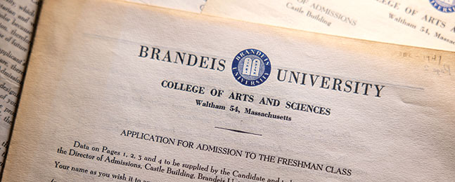 The top section of the first page of the 1947 Brandeis University application.