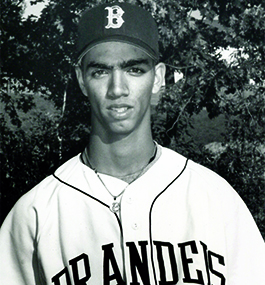 A college photo of pitcher Nelson Figueroa in his baseball uniform