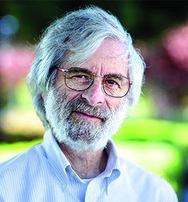 Headshot of a bearded man with gray hair against a sunny backdrop.