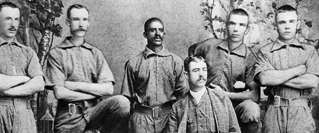 A vintage photo of six baseball players.