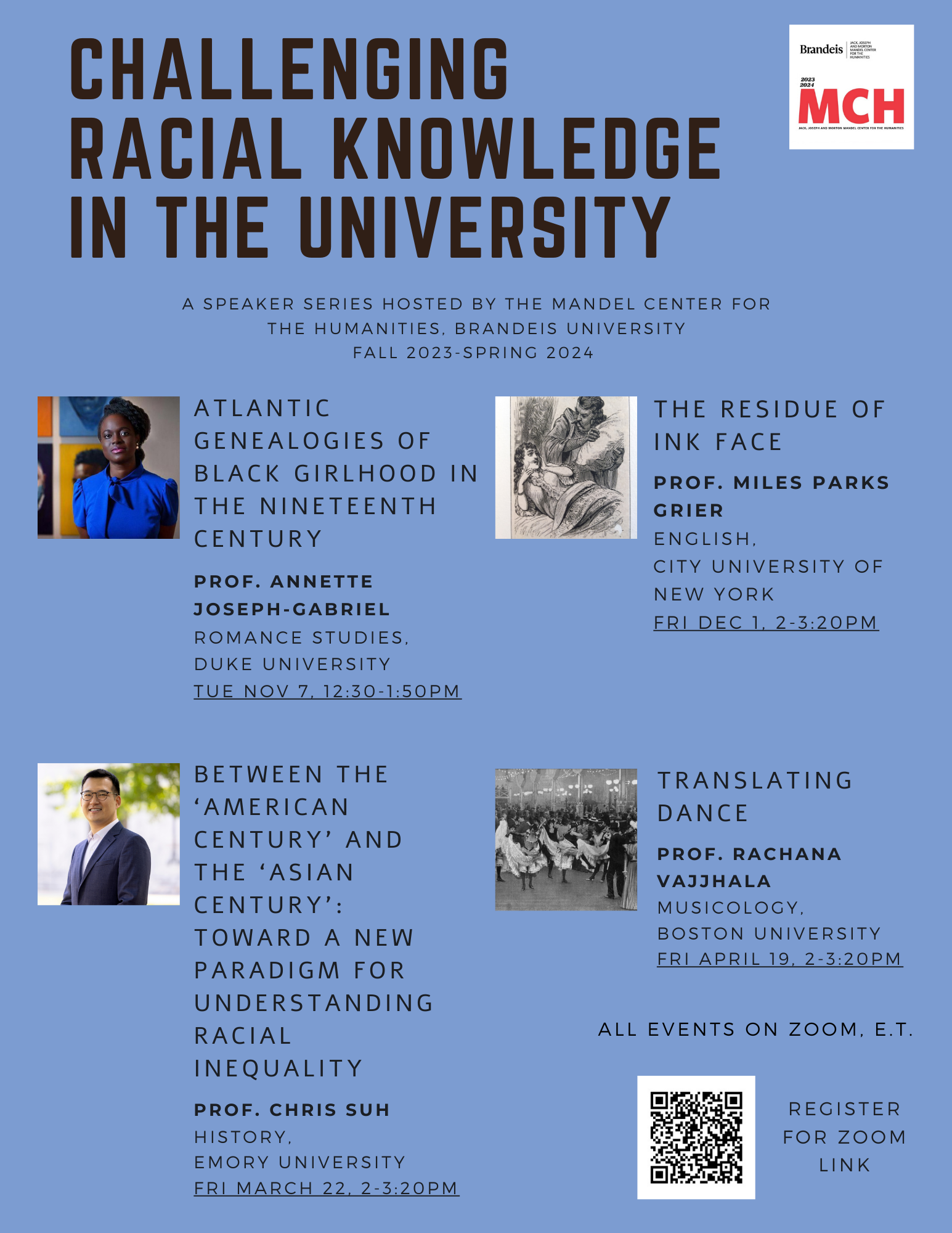 A poster with four lectures announced