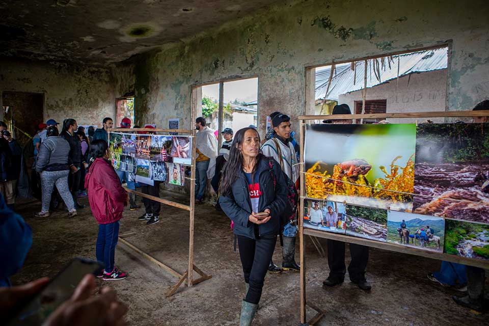 Photo of people looking at the exhibit