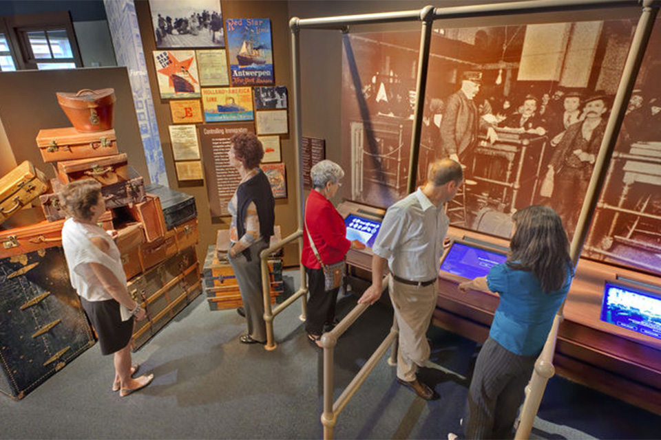 Visitors at museum display