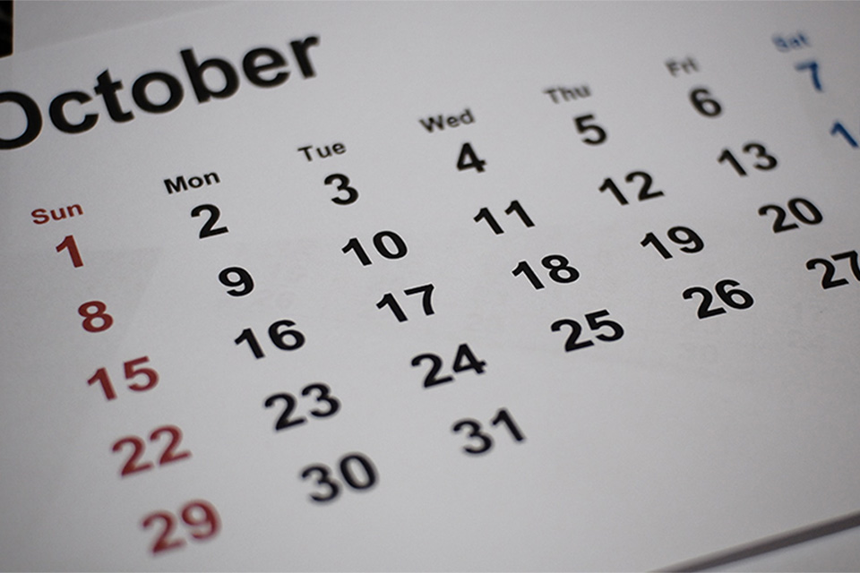 Image of calendar page from October 2023
