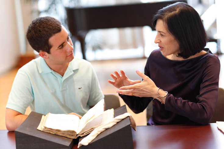 Professor Ramie Targoff with student 