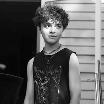 A young Nathan in a black and white photo
