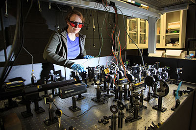 Student working in a lab