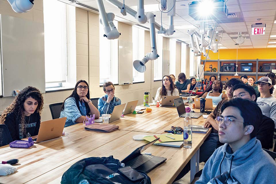 Students in the university’s inaugural engineering course