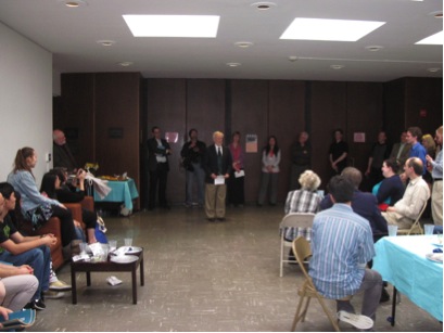 Jim Olesen speaking at a luncheon in his honor