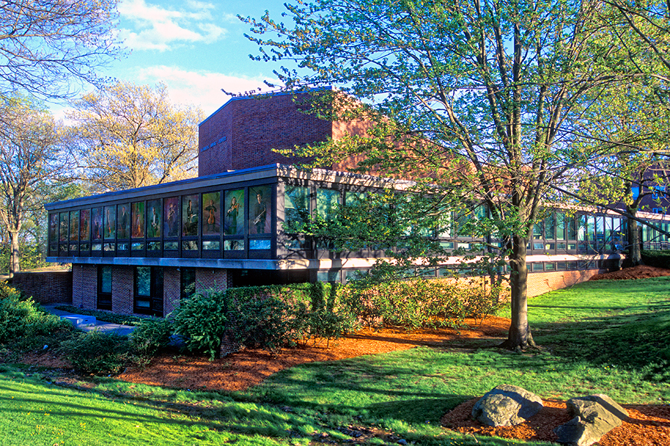 The exterior of the Slosberg Music Center