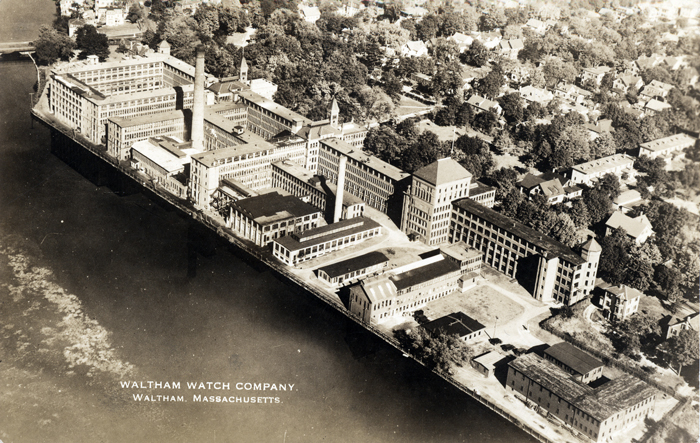 Black and white photo of Waltham Watch Factory