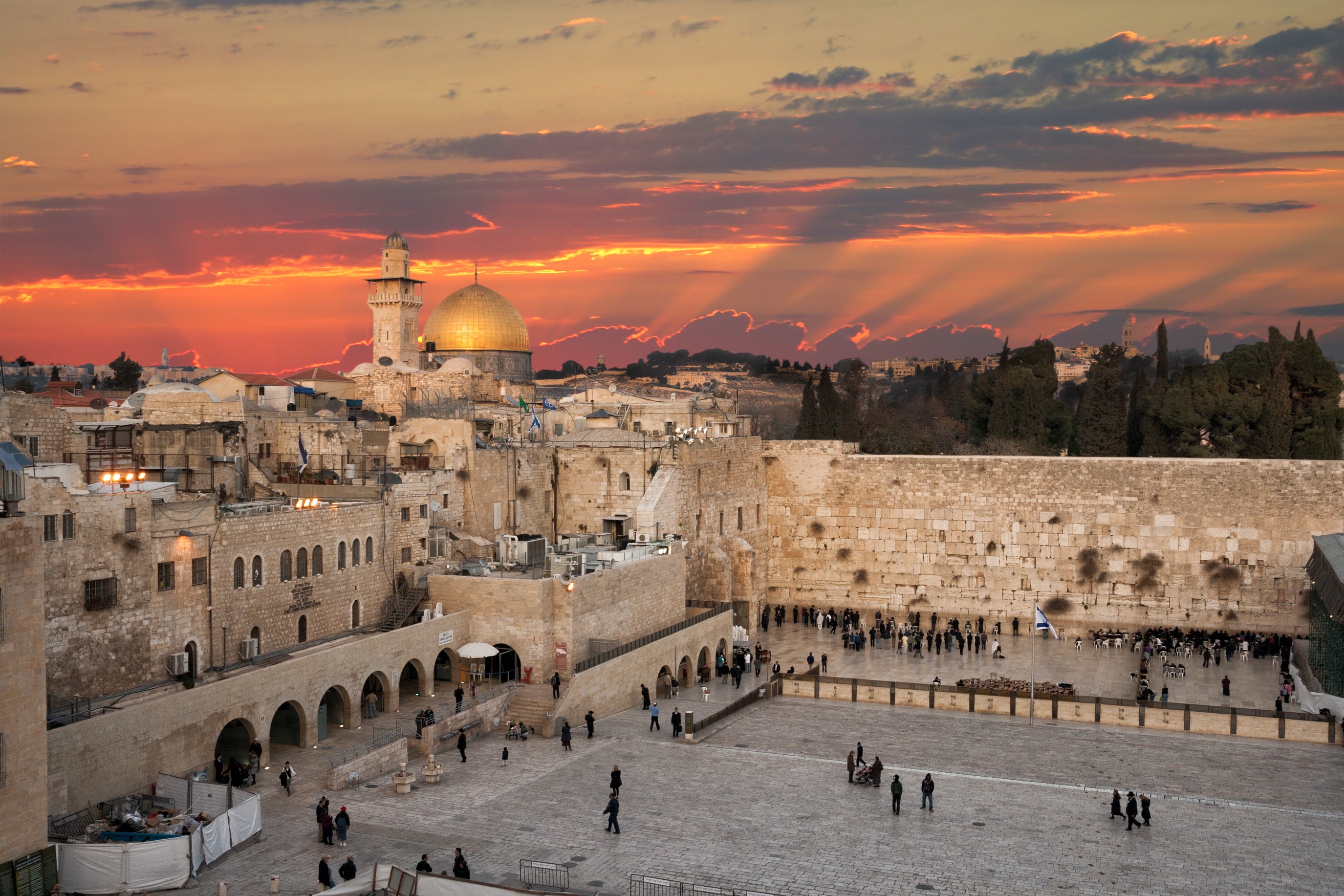 Jerusalem with a sunset sky