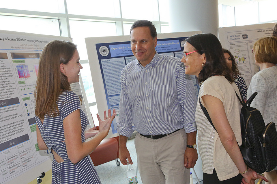 President Liebowitz greets student at SciFest