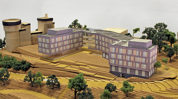 The southwest view of the site model