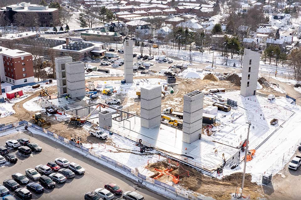 Aerial view of the construction site