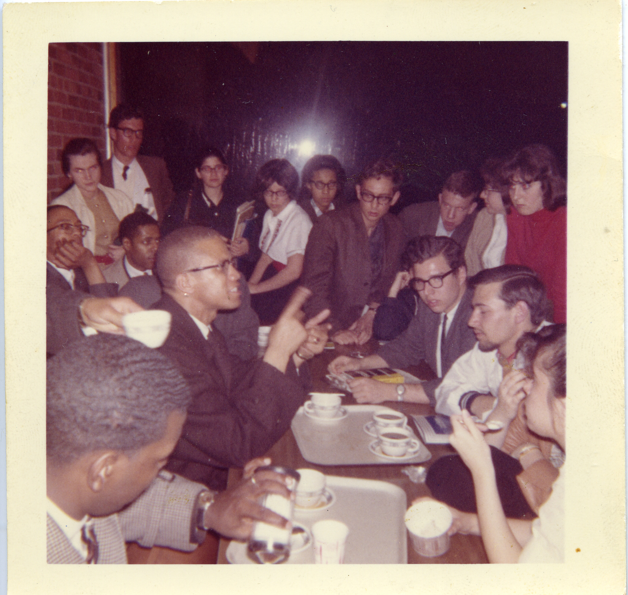 Malcolm X with Brandeis students.