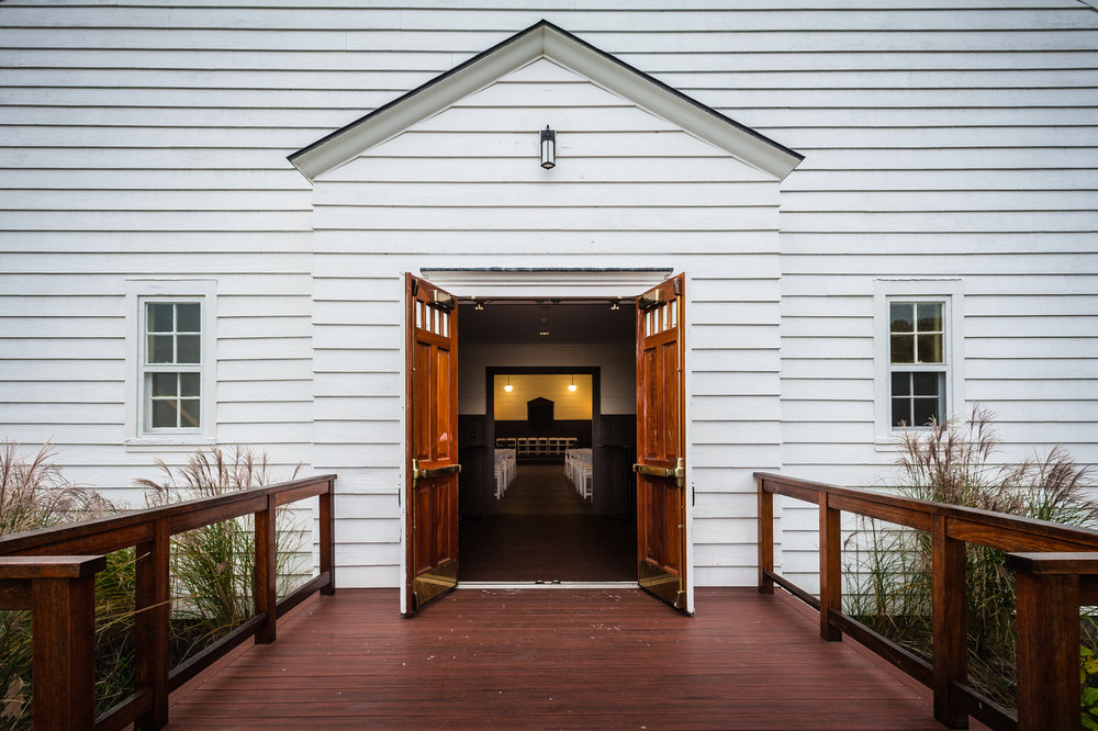 The entrance to the Peddocks Island chapel.