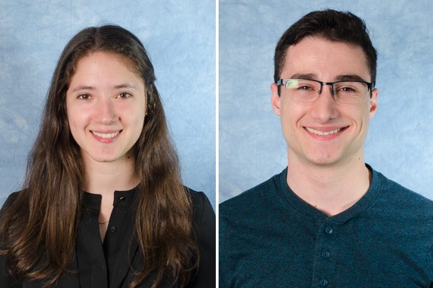 Lucy Miller-Suchet, left, and Michael Solowey, students who received World of Work scholarships in 2017.