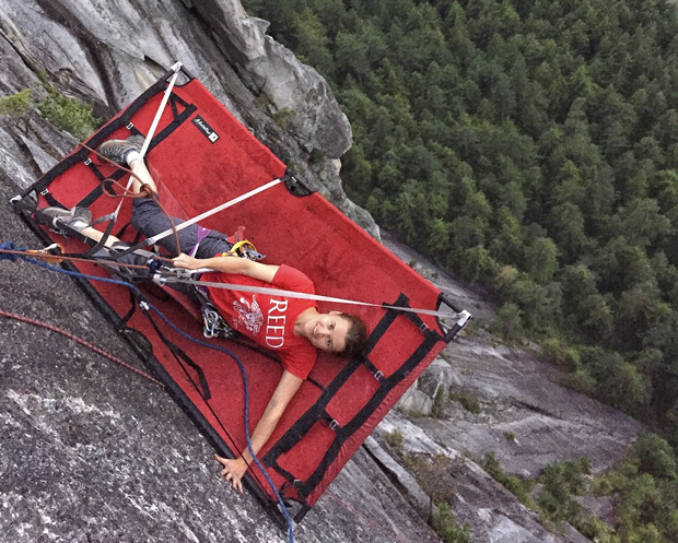 anita hannig on a portaledge