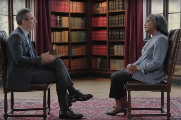 Last Week Tonight host John Oliver interviews University Professor Anita Hill
