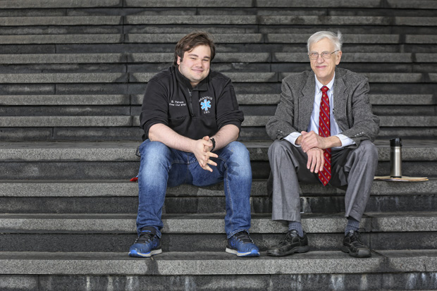 Ben Palmere and Bill Kapelle sitting on the Rabb steps