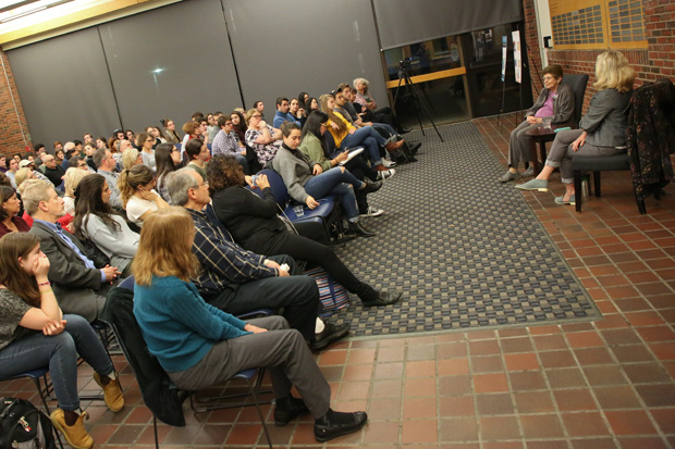 Rena Finder speaks to Brandeis students