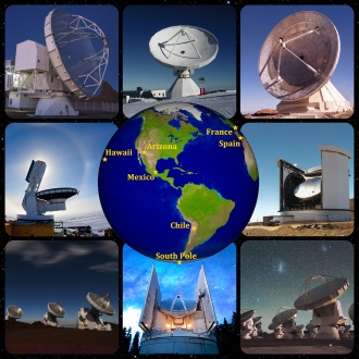 Telescopes involved in the Event Horizon Telescope project.