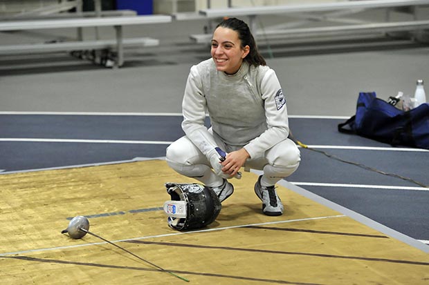 Joanne Carminucci in fencing attire