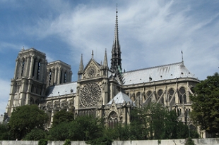 Notre Dame cathedral in Paris from the Seine river