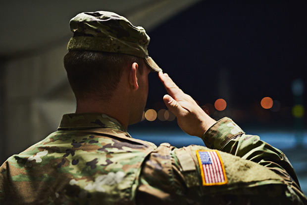 Soldier saluting