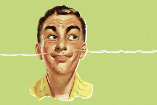 Illustration of man sniffing.