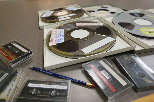 Audio tapes laid out on a table