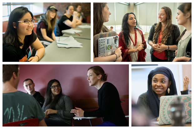 Collage of classroom photos from WGS courses.