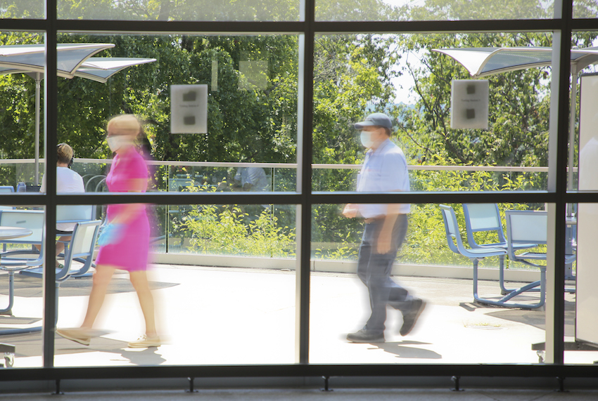 People walking outside Shapiro Science Center