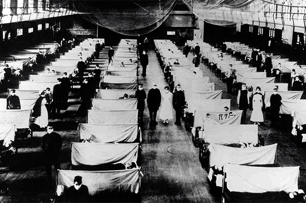 Hospital beds in Brazil during the Spanish flu pandemic