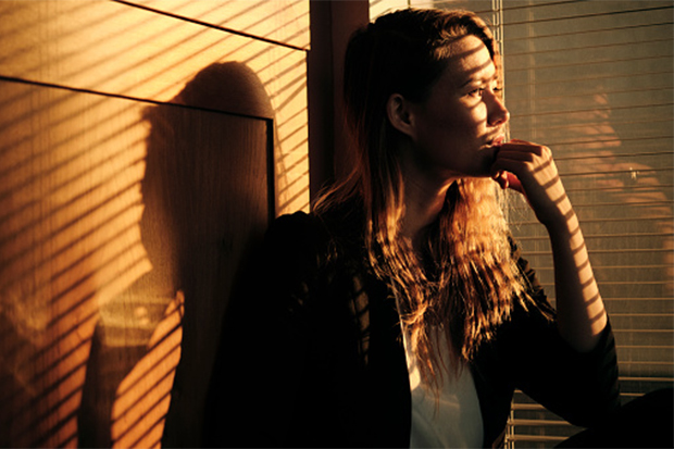 a woman in self isolation