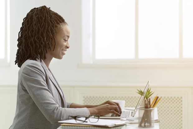 woman on a laptop