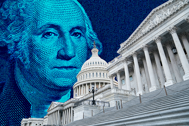 Dollar bill Capitol building illustration