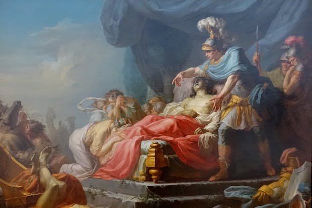 Greek hero Achilles with the body of Hector, his main opponent in the Trojan War. Jean-Joseph Taillasson/Krannert Art Museum