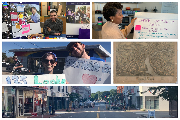 Collage with people and places in Waltham