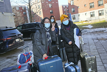 moving day with suitcases