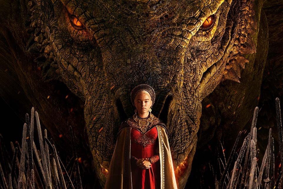 House of the Dragon's lead character in front of her dragon