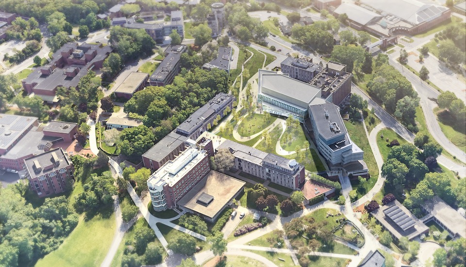 overhead view rendering of new science complex