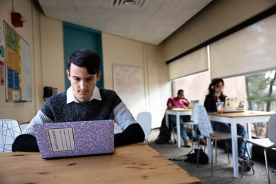 Cameron Samuels sits in the classroom
