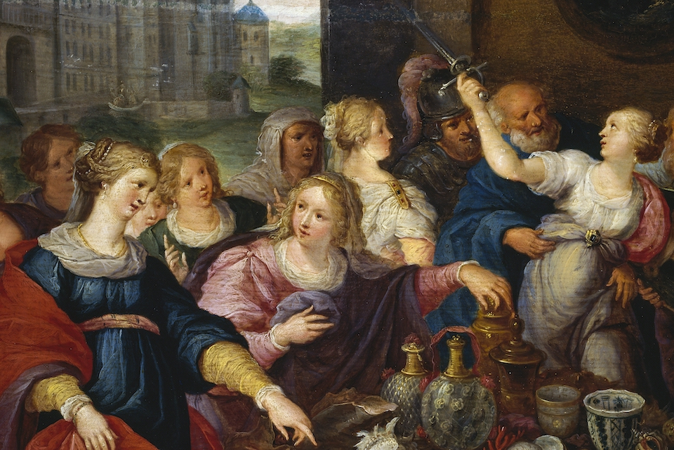Women at a table, detail from Odysseus recognises Achilles (disguised as a woman) amongst the daughters of Lycomedes, 1620, by Frans Francken the Younger