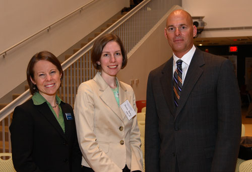 SAGE scholars Ondrea Austin and Jessica Ratey with Sage CEO Blaise Simqu