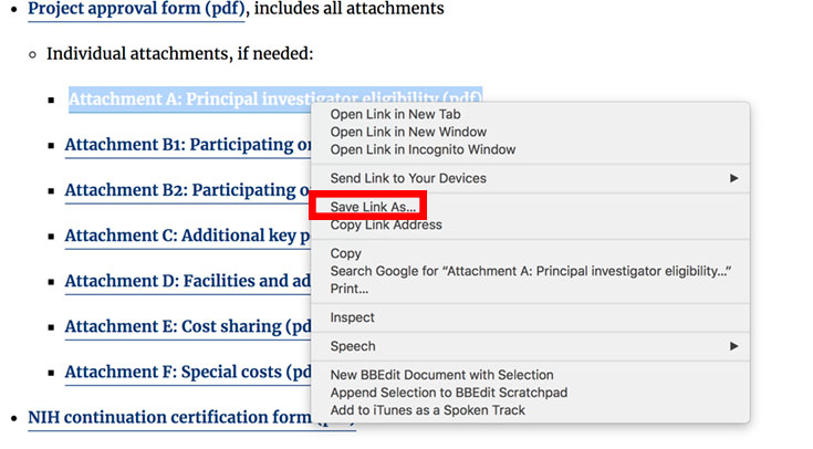 webpage with "Save Link As" outlined in a red square