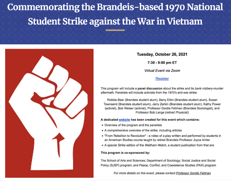 Commemorating the student strike event flyer
